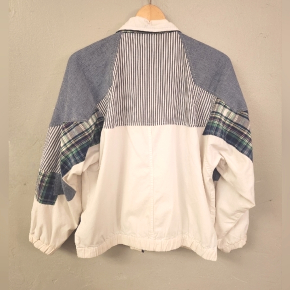 Vintage 80s Patchwork Plaid White Jacket - image 4